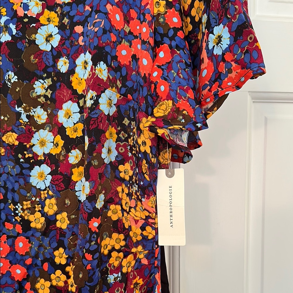 Anthropologie Floral Mini Dress - Red, Blue, Yellow - Picture 3 of 6